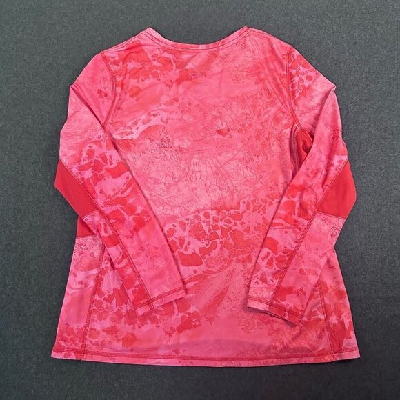 Realtree Fishing LS Tech Performance Shirt Womens L Red Camo V-Neck Amphibious - Picture 6 of 10